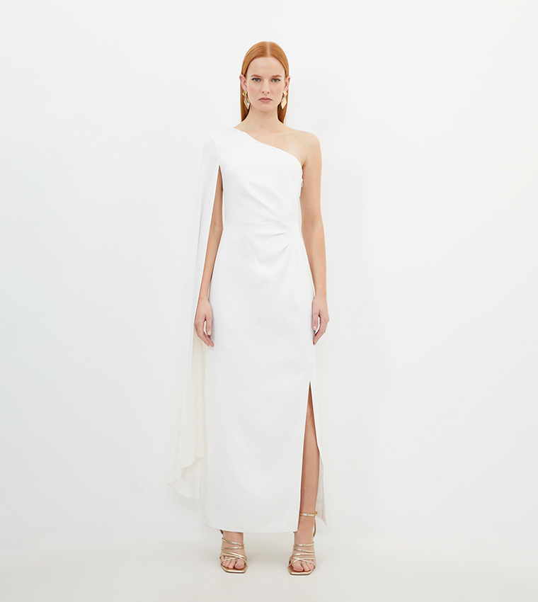 One shoulder clearance maxi dress white