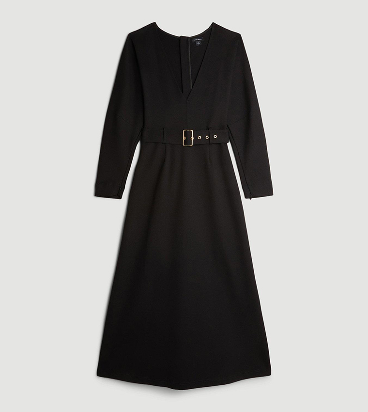 Ponte Belted Midi Dress
