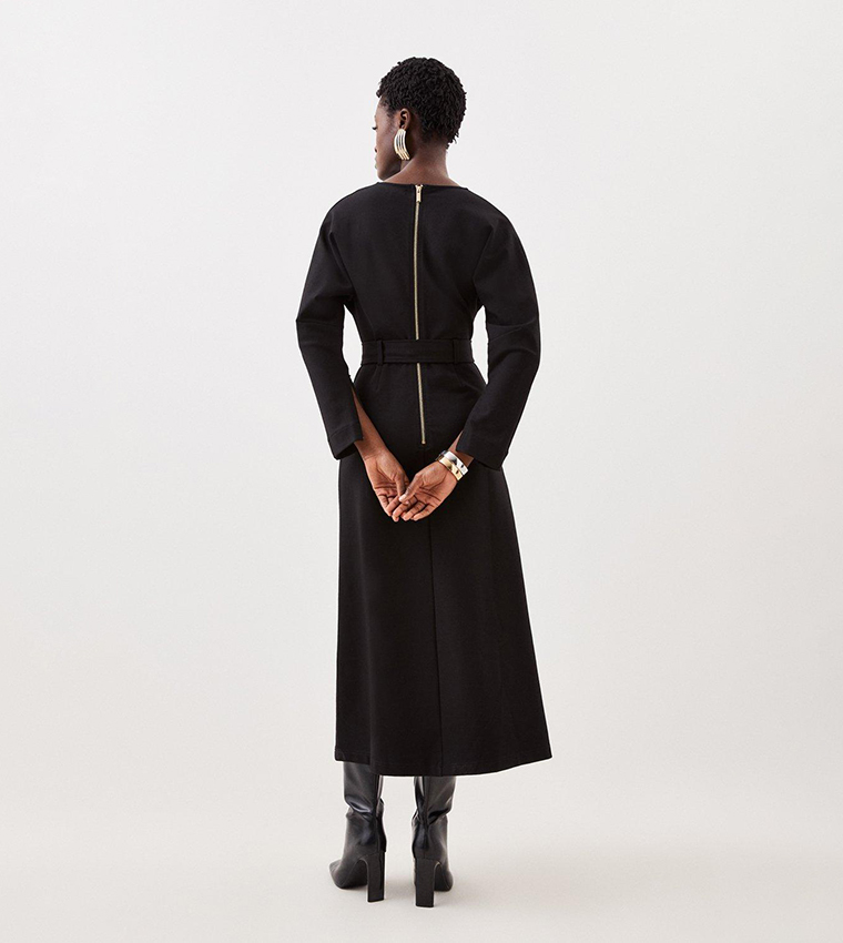 Ponte Belted Midi Dress