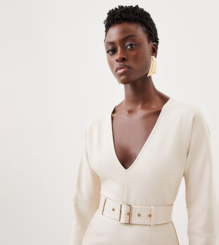 Ponte Belted Midi Dress