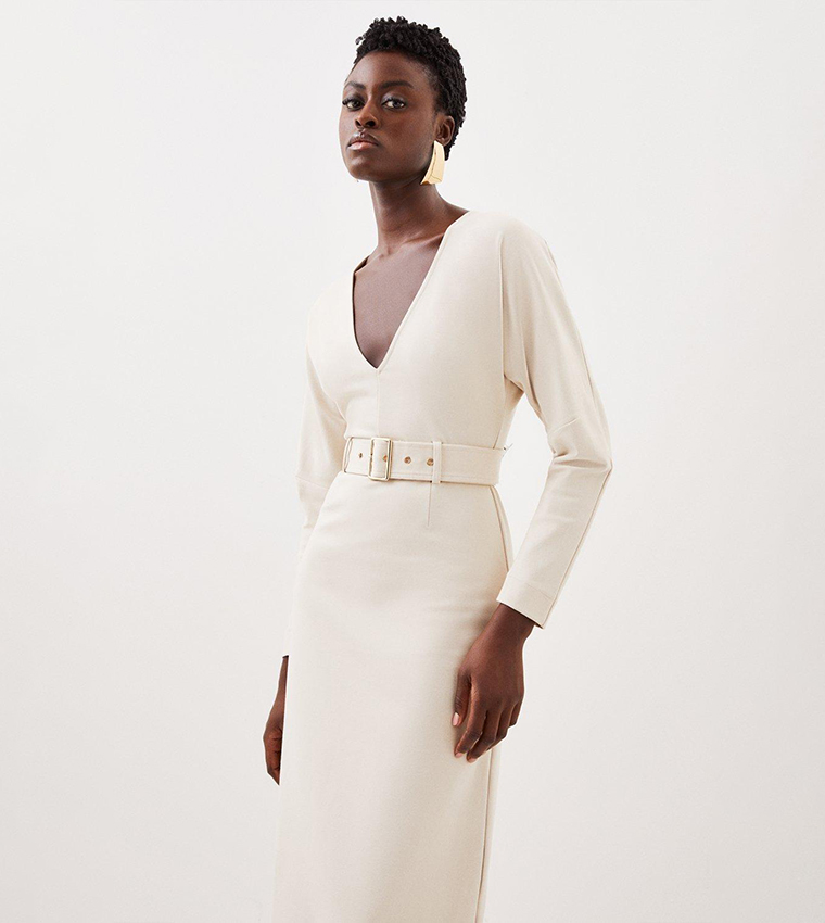 Ponte Belted Midi Dress