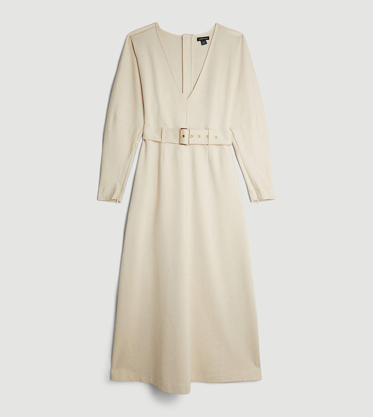 Ponte Belted Midi Dress