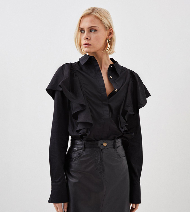 Karen Millen Ruffled Cotton Blouse Buy Karen Millen Ruffle