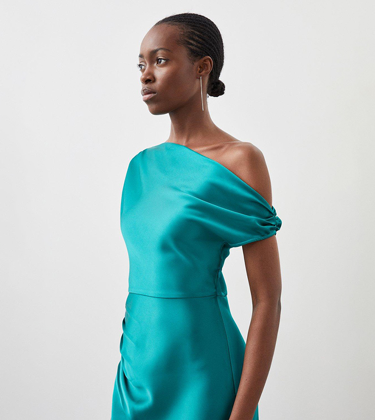 Karen millen best sale green silk dress