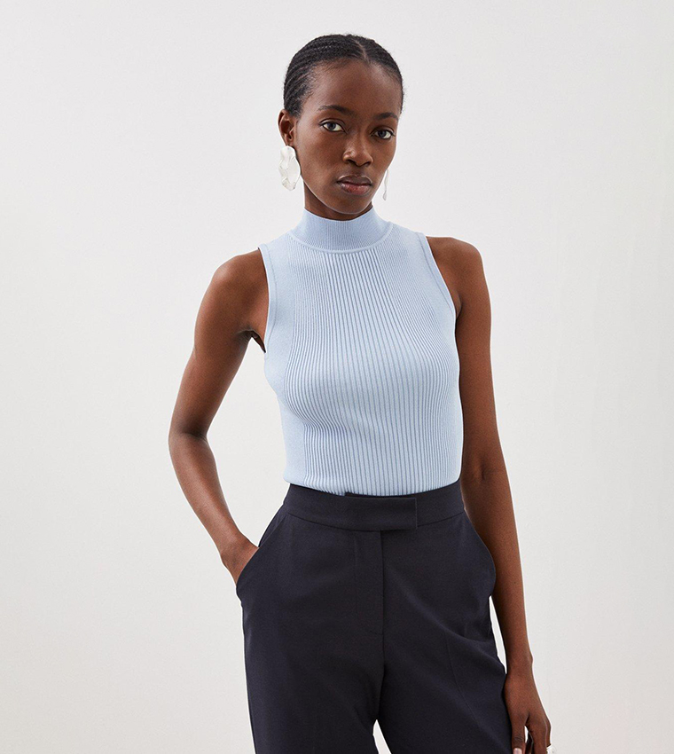 Viscose Blend Ribbed Knit Top