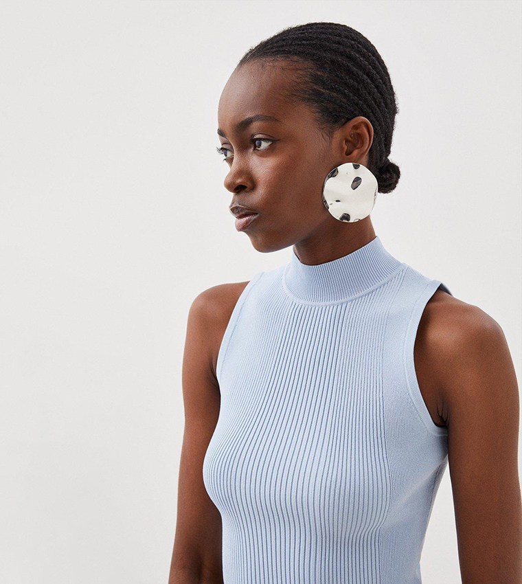 Viscose Blend Ribbed Knit Top