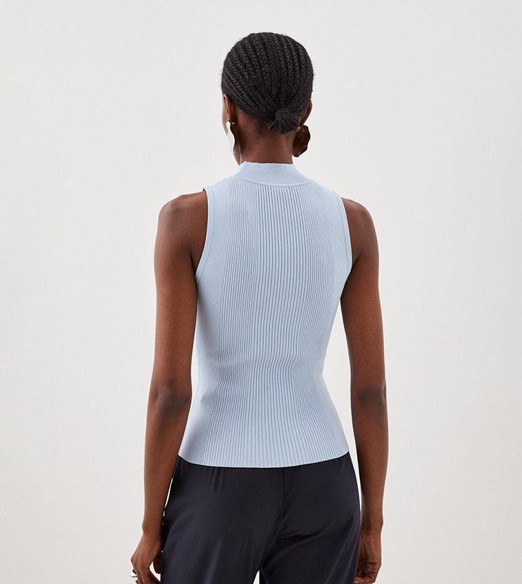 Viscose Blend Ribbed Knit Top