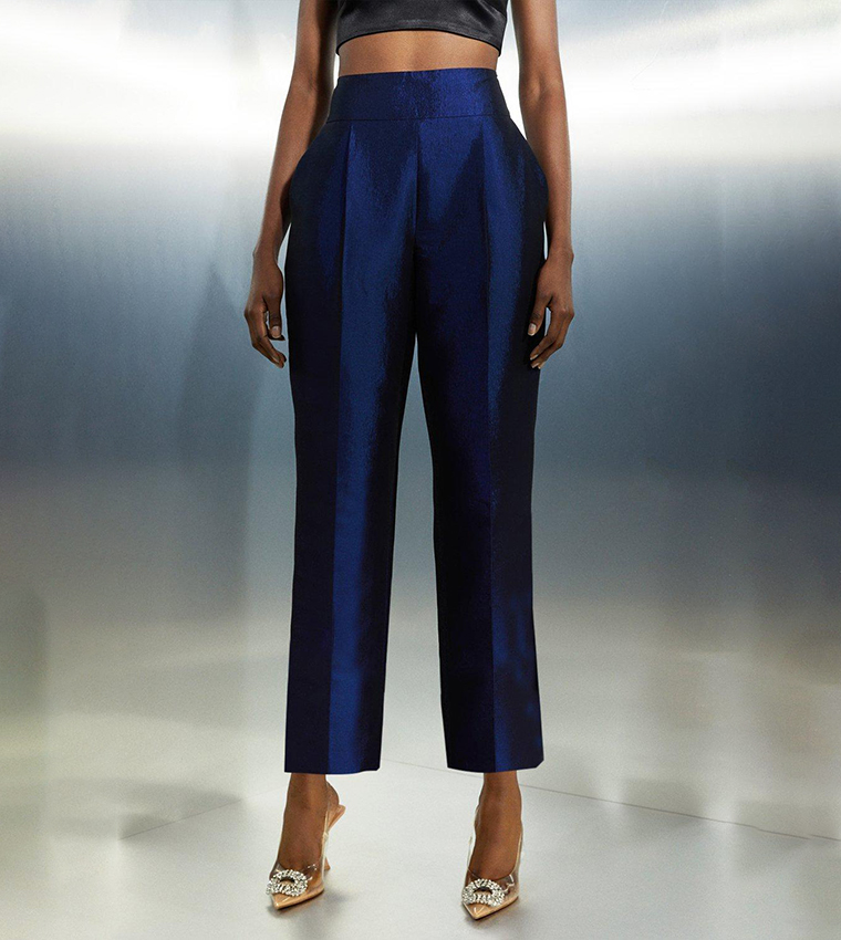Tailored Wide Waistband Tapered Trousers