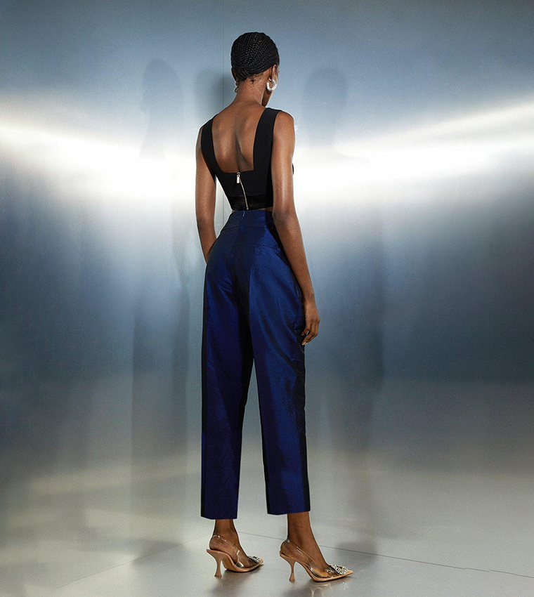 Tailored Wide Waistband Tapered Trousers