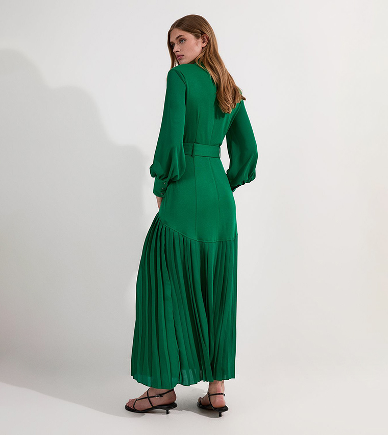 Jersey Ponte Georgette Mix Midi Dress