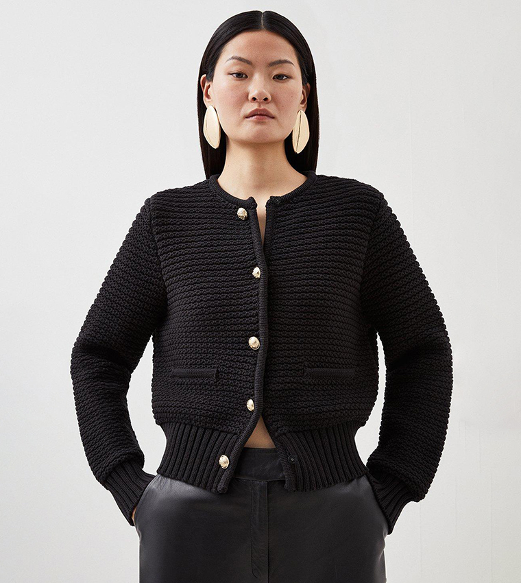 Womens chunky knit cardigan on sale black