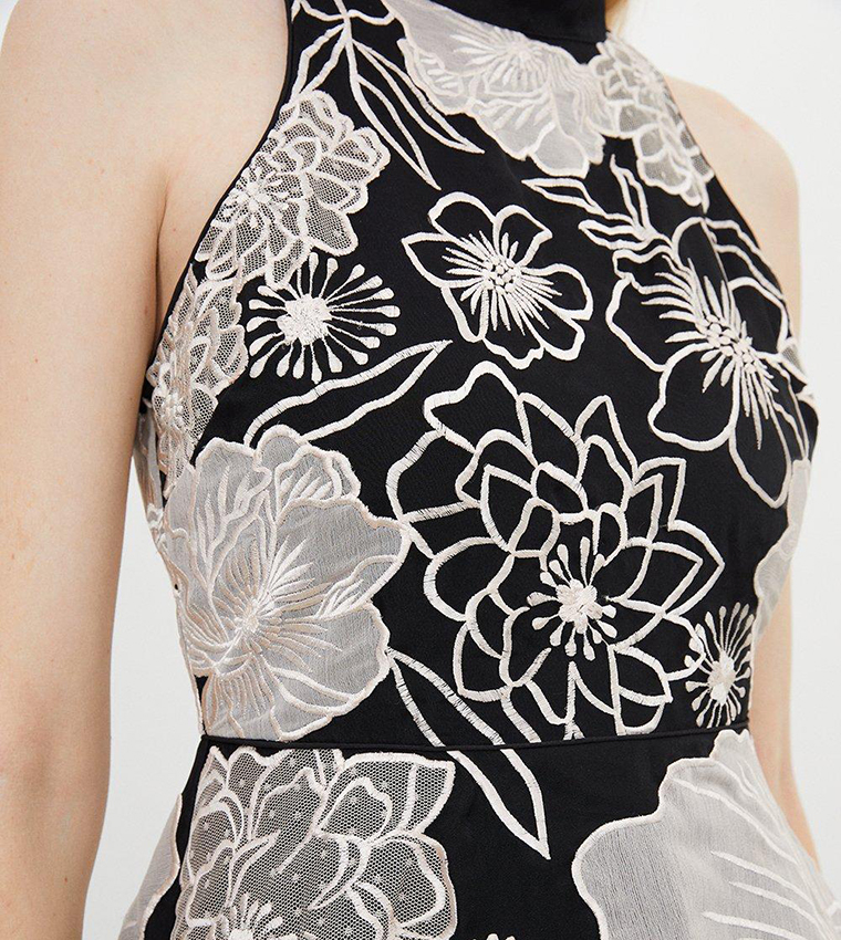 Buy Karen Millen Applique Organdie Halter Woven Maxi Dress In Multiple