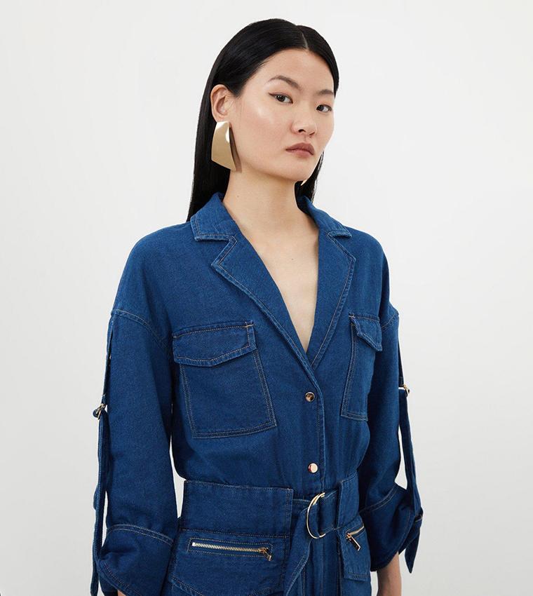 Denim Maxi Shirt Dress | Karen Millen