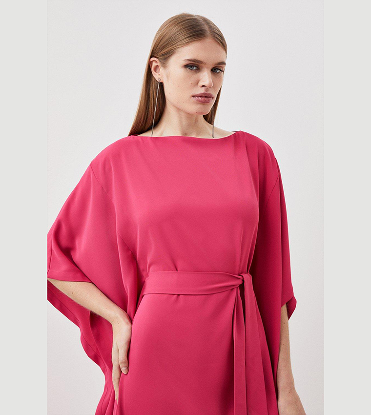 Tailored Premium Crepe Kaftan Style Belted Dress