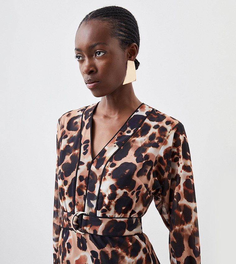 Buy Karen Millen Blurred Animal Print Pleated Georgette Woven