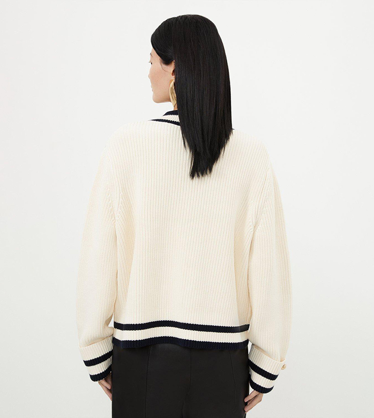 Cotton V-Neck Knit Boxy Fit Sweater