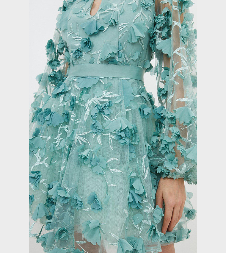 Buy Karen Millen Outlet Petite Floral Applique Woven Mini Dress In