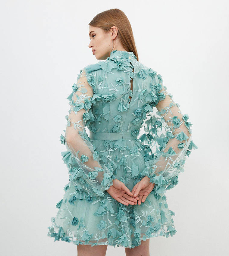 Buy Karen Millen Outlet Petite Floral Applique Woven Mini Dress In