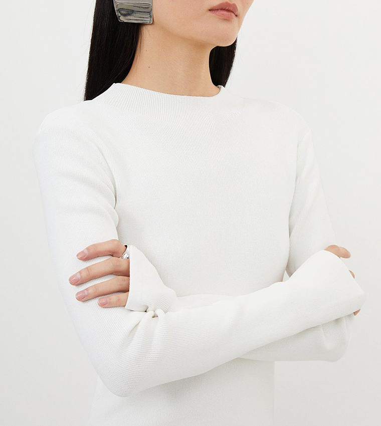 Buy Karen Millen Viscose Blend Knit Sheer Skirt Midaxi Dress In White |  6thstreet Saudi Arabia
