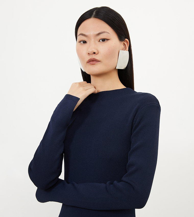 Buy Karen Millen Viscose Blend Knit Sheer Skirt Midaxi Dress In Navy |  6thstreet Oman