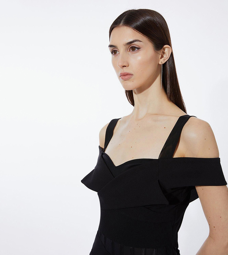 Ponte And Power Mesh Jersey Mini Dress