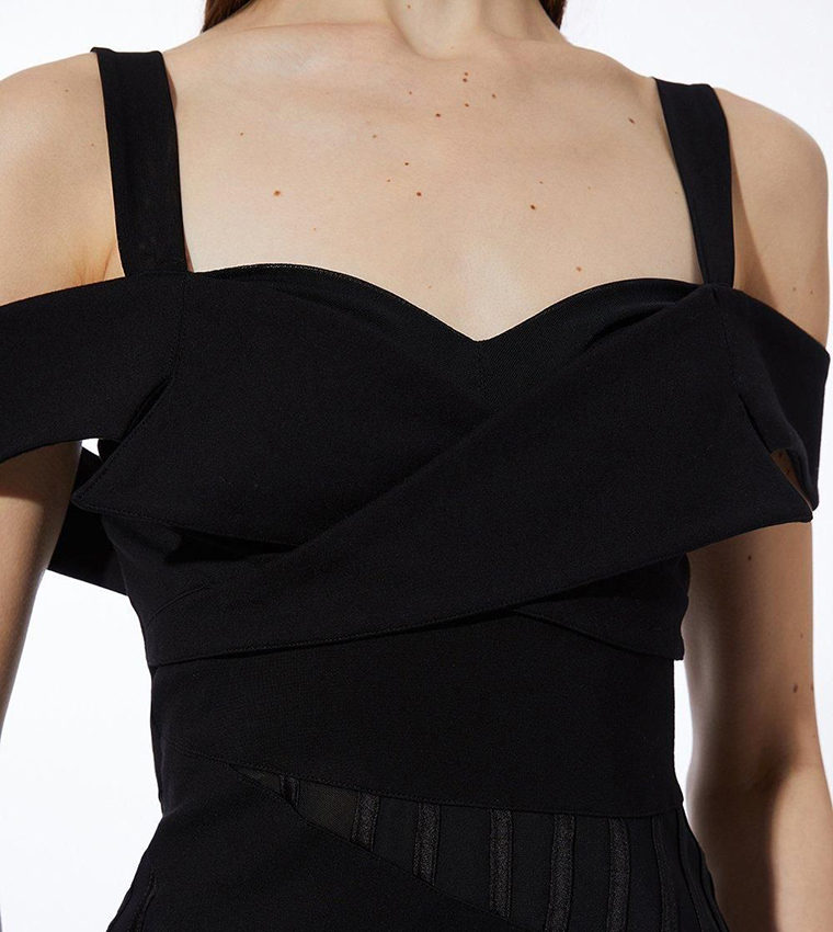 Ponte And Power Mesh Jersey Mini Dress