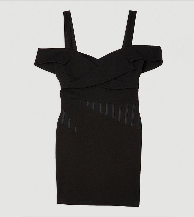 Ponte And Power Mesh Jersey Mini Dress