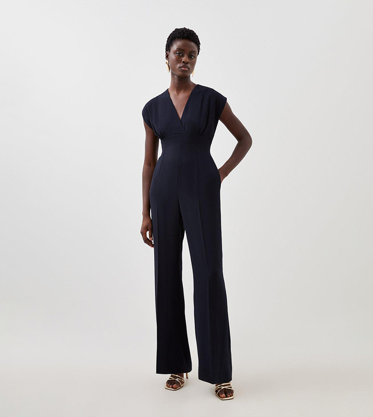 Buy Karen Millen Fluid Tailored Wide Leg Jumpsuit In Navy 6thStreet UAE