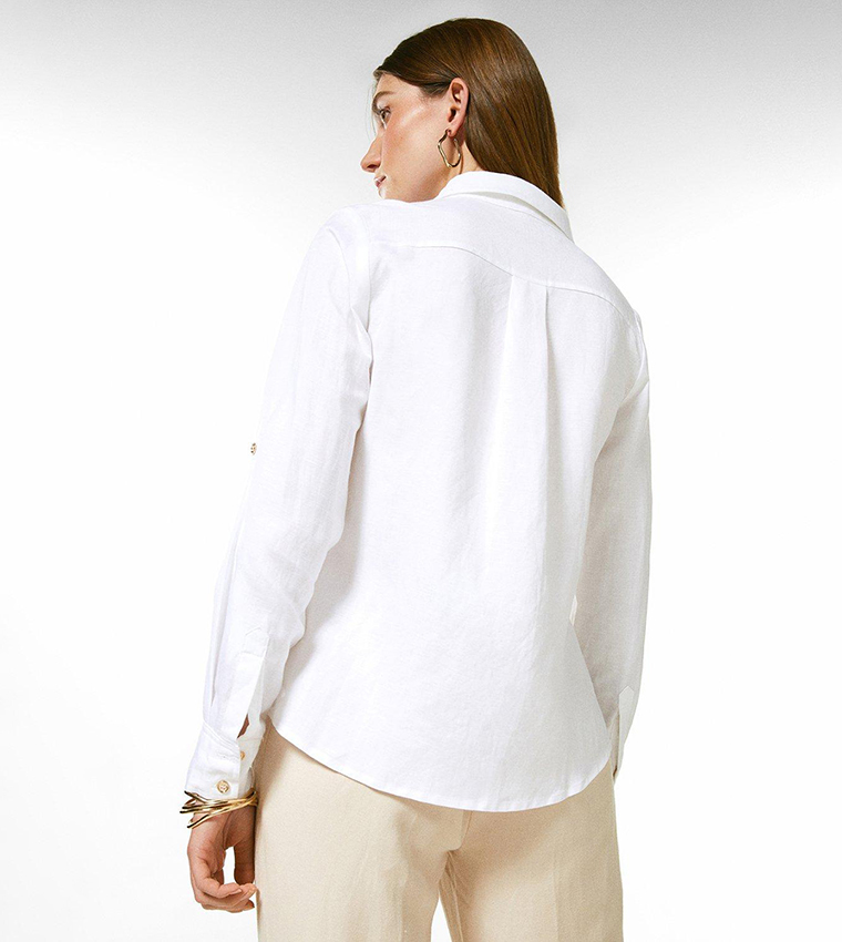 Viscose Linen Woven Button Detail Shirt