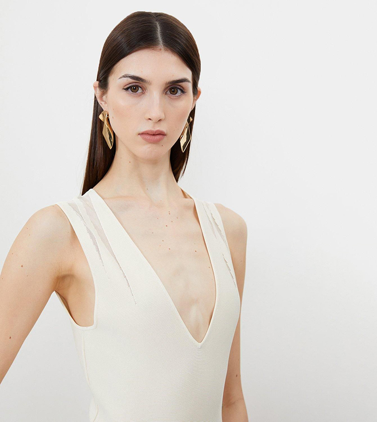 Viscose Blend Sheer Skirt Maxi Knit Dress