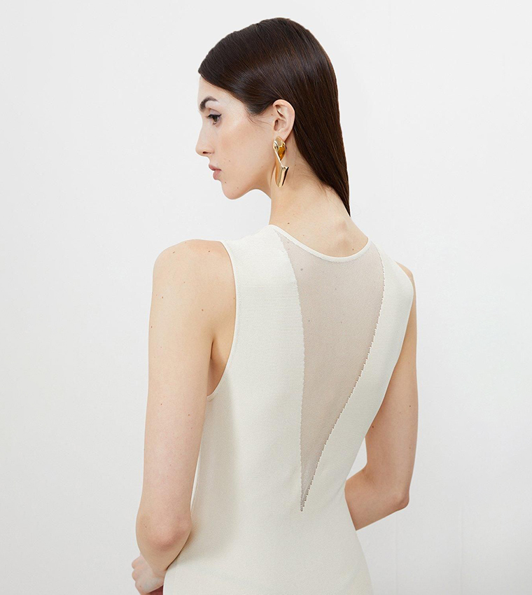 Viscose Blend Sheer Skirt Maxi Knit Dress