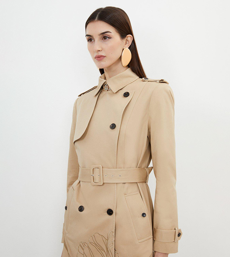 Embroidered trench coat women's hotsell