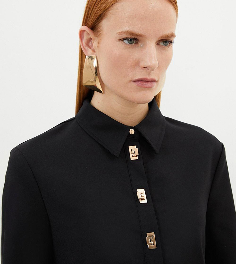 Twist Lock Button Long Sleeves Shirt