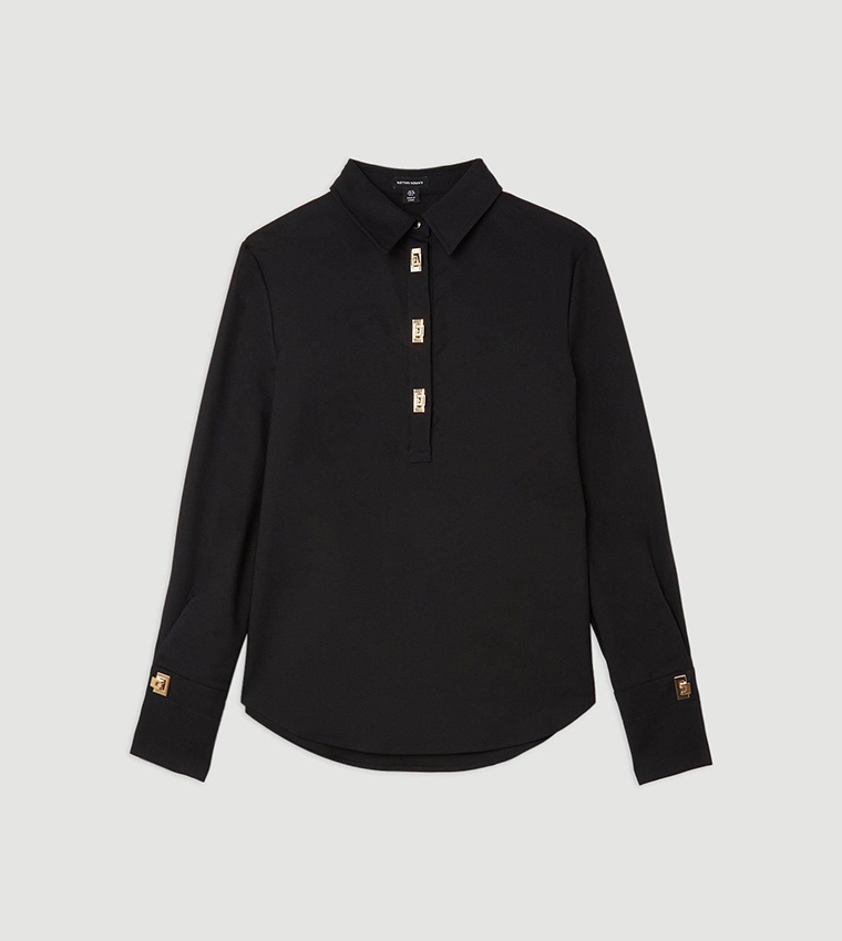Twist Lock Button Long Sleeves Shirt