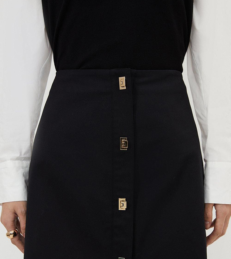 Techno Cotton Woven Skirt With Gold Clasp