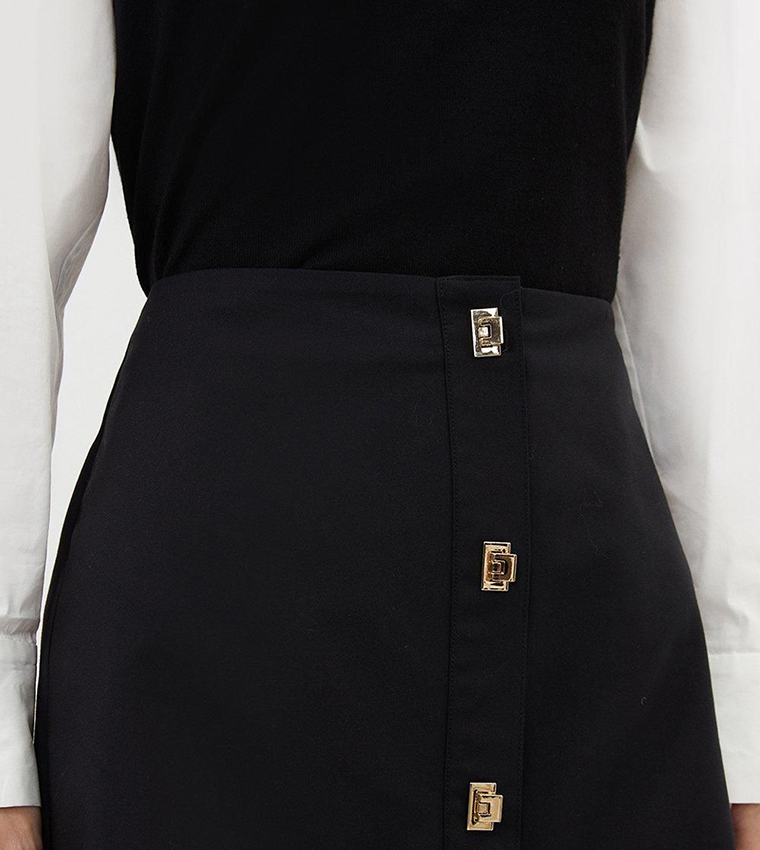 Techno Cotton Woven Skirt With Gold Clasp