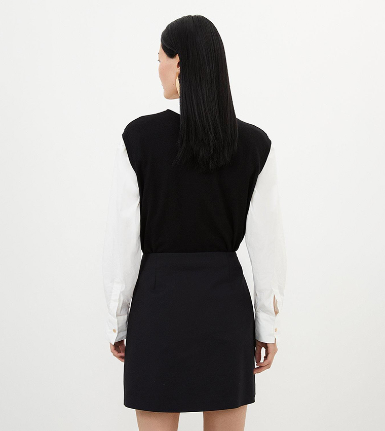 Techno Cotton Woven Skirt With Gold Clasp