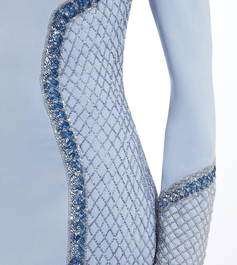 Beaded and Embellished Ponte Jersey Mini Dress