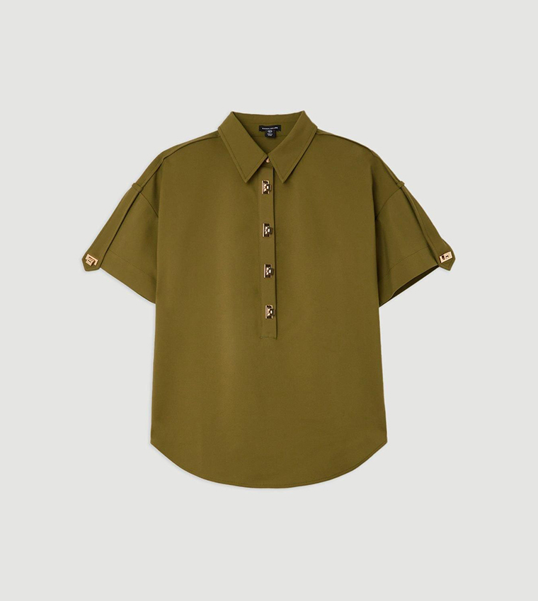 Twist Lock Button Long Sleeves Shirt