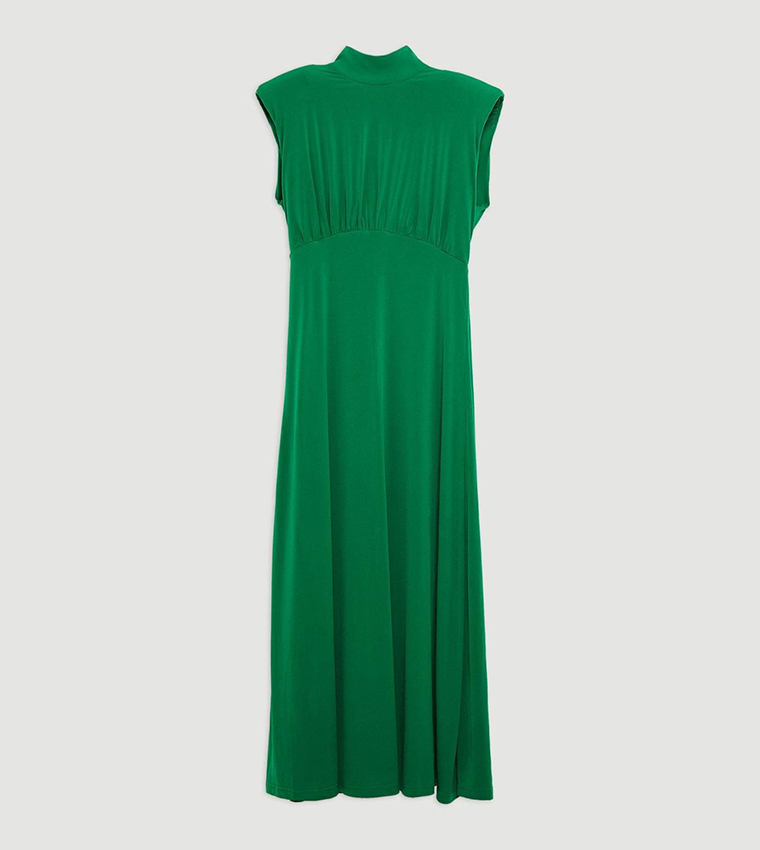 Drapey Crepe Jersey Corset Detail Maxi Dress