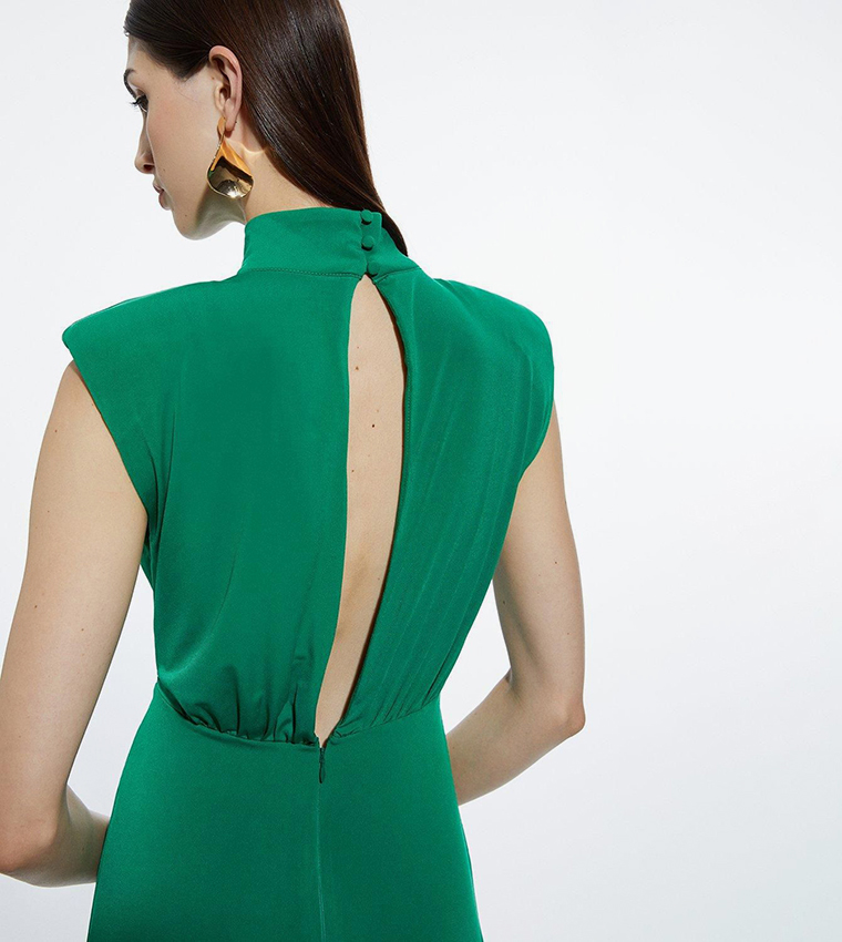 Drapey Crepe Jersey Corset Detail Maxi Dress