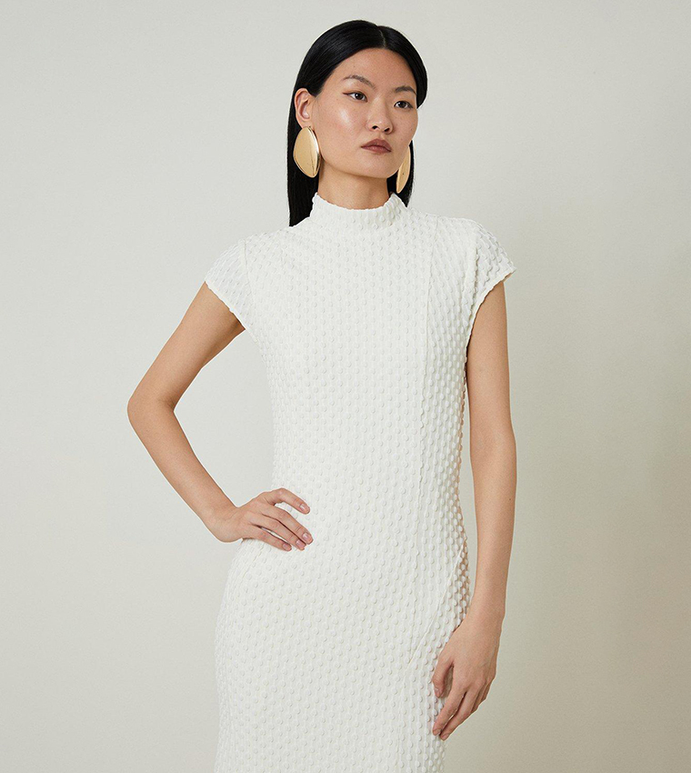 Textured Jersey Dramatic Hem Maxi Dress