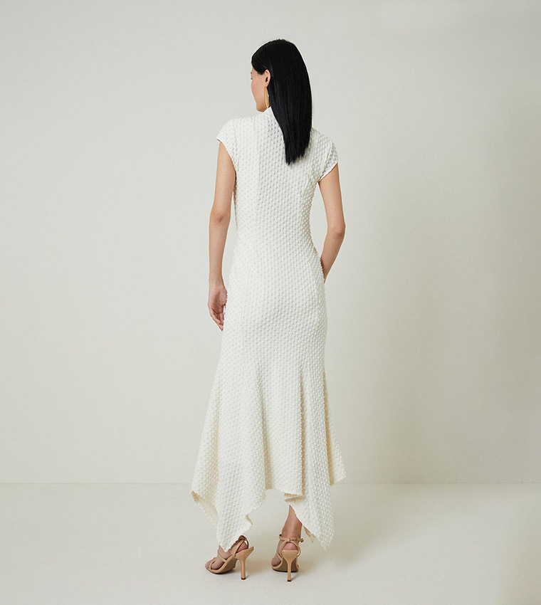 Textured Jersey Dramatic Hem Maxi Dress