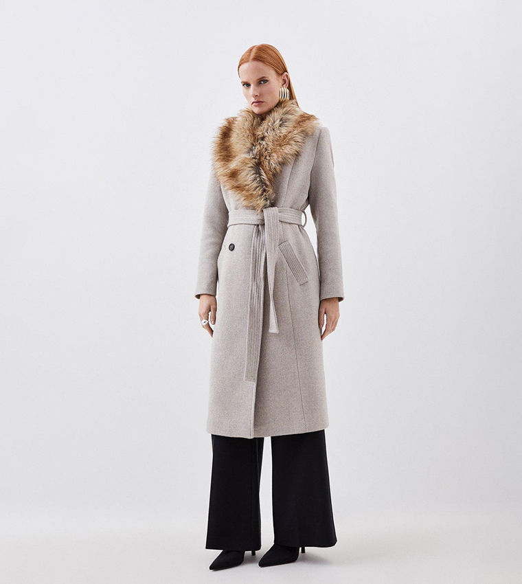 Italian Wool Mix Single Breasted Coat | Karen Millen