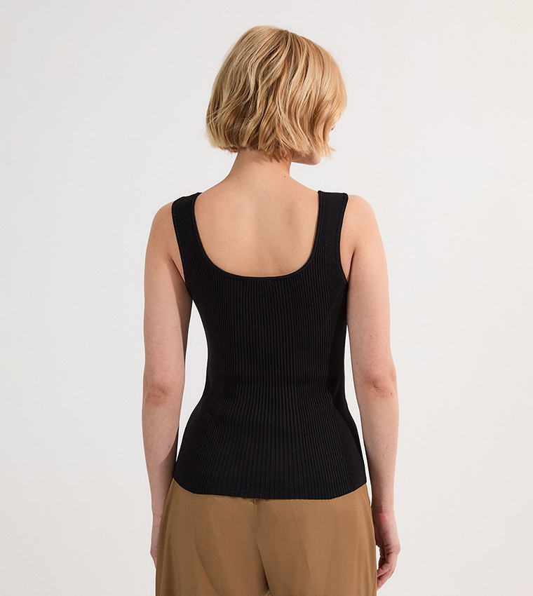 Ribbed Scoop Neck Tank Top