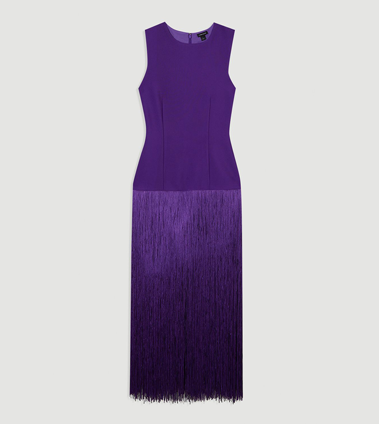Figure Form Bandage Tassel Hem Knitted Dress