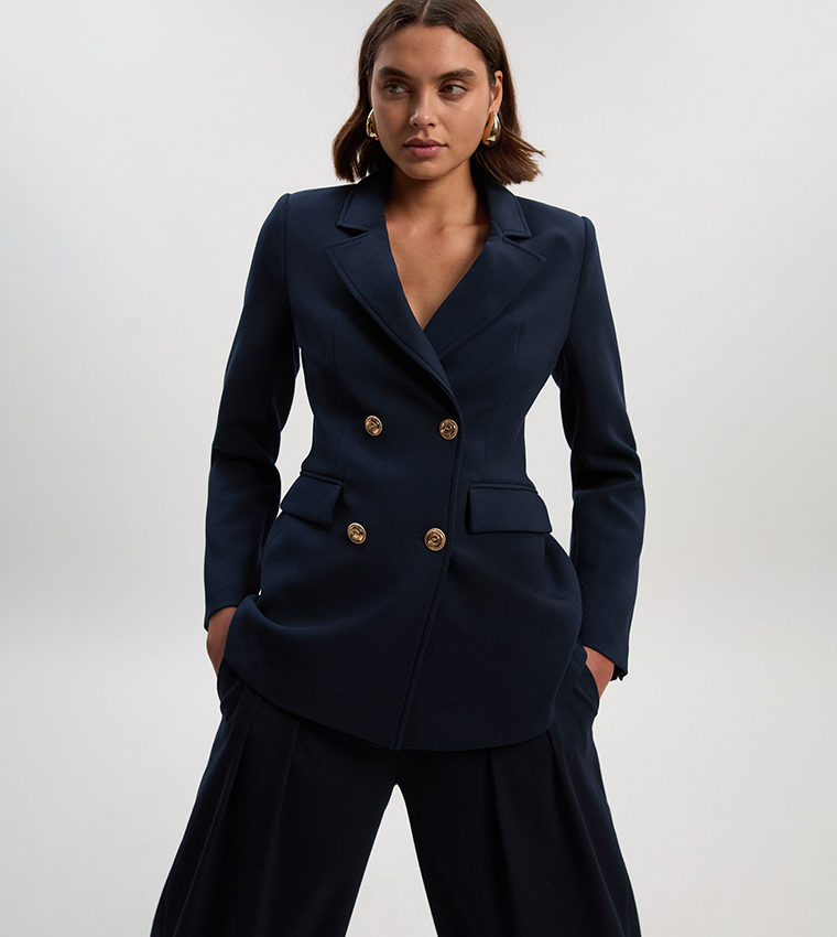 Compact Stretch Essential Doubled Breasted Blazer