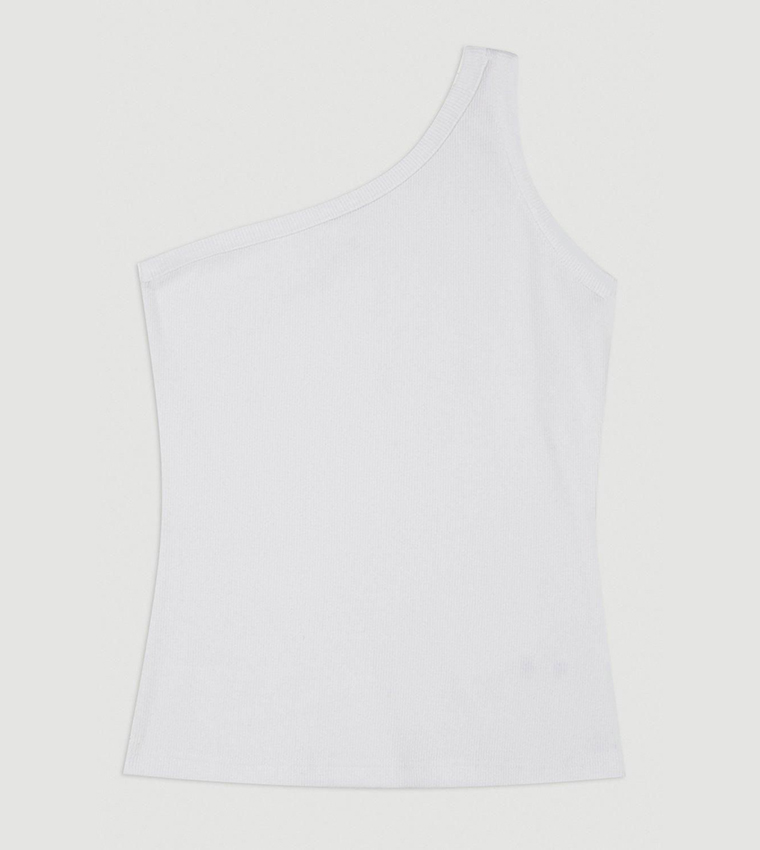 Ribbed Asymmetrical Sleeveless Top