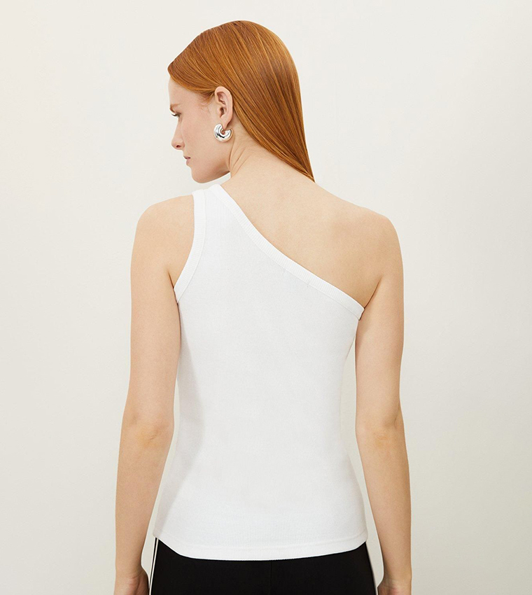 Ribbed Asymmetrical Sleeveless Top