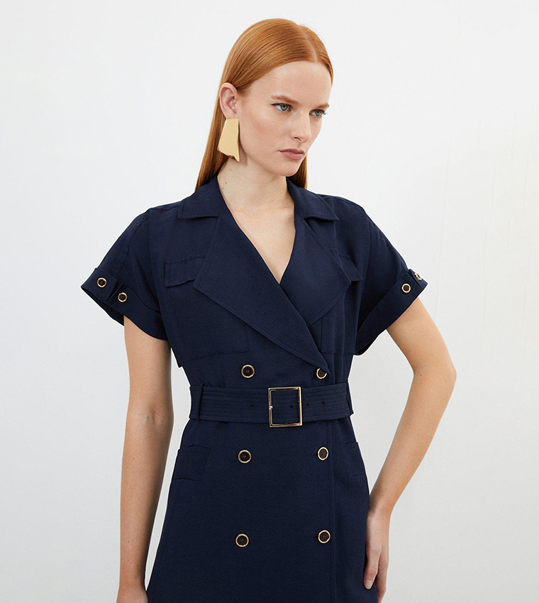 Buy Karen Millen Fluid Tailored Double Breasted Belted Midi Shirt